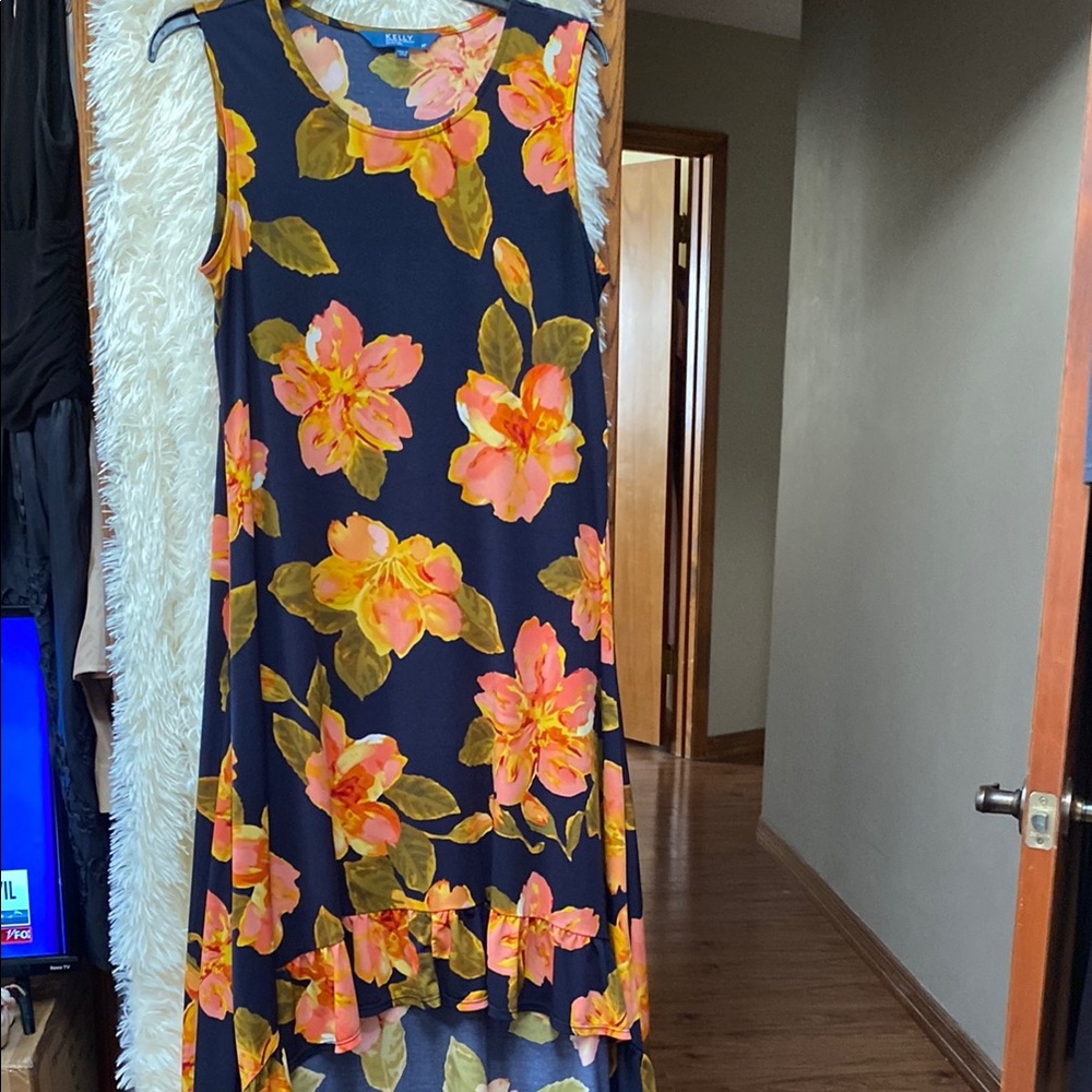 Kelly by Clinton Kelly Women’s Sleeveless Maxi High-Low Floral Dress. Size MP